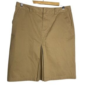 Eddie Bauer Front Hem Pleat A-Line Khaki Midi Skirt, size 10